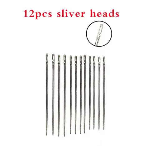 12pcs sliver 12/24 шт. Self Threading иглы бытовые швейные аксессуары DIY Инструменты двойное отверстие легко нить ручной иглы - Цвет: 12pcs sliver