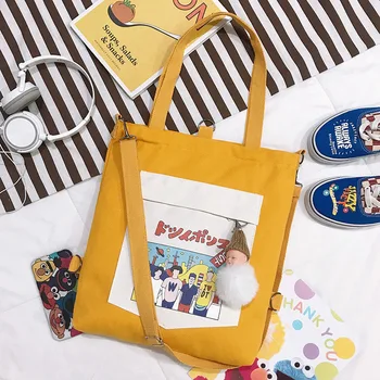

Women Casual Tote Bags Canvas Shoulder Bags 2019 New Fashion Cartoon Printed Crossbody Bags for Women Handbags Messenger Bags