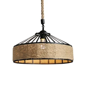 

Industrial Retro Hemp Rope Chandelier Vintage Retro E27 Lamp Lighting Fixture Base Loft Iron Bedroom Dining Room Cafe Bar Metal