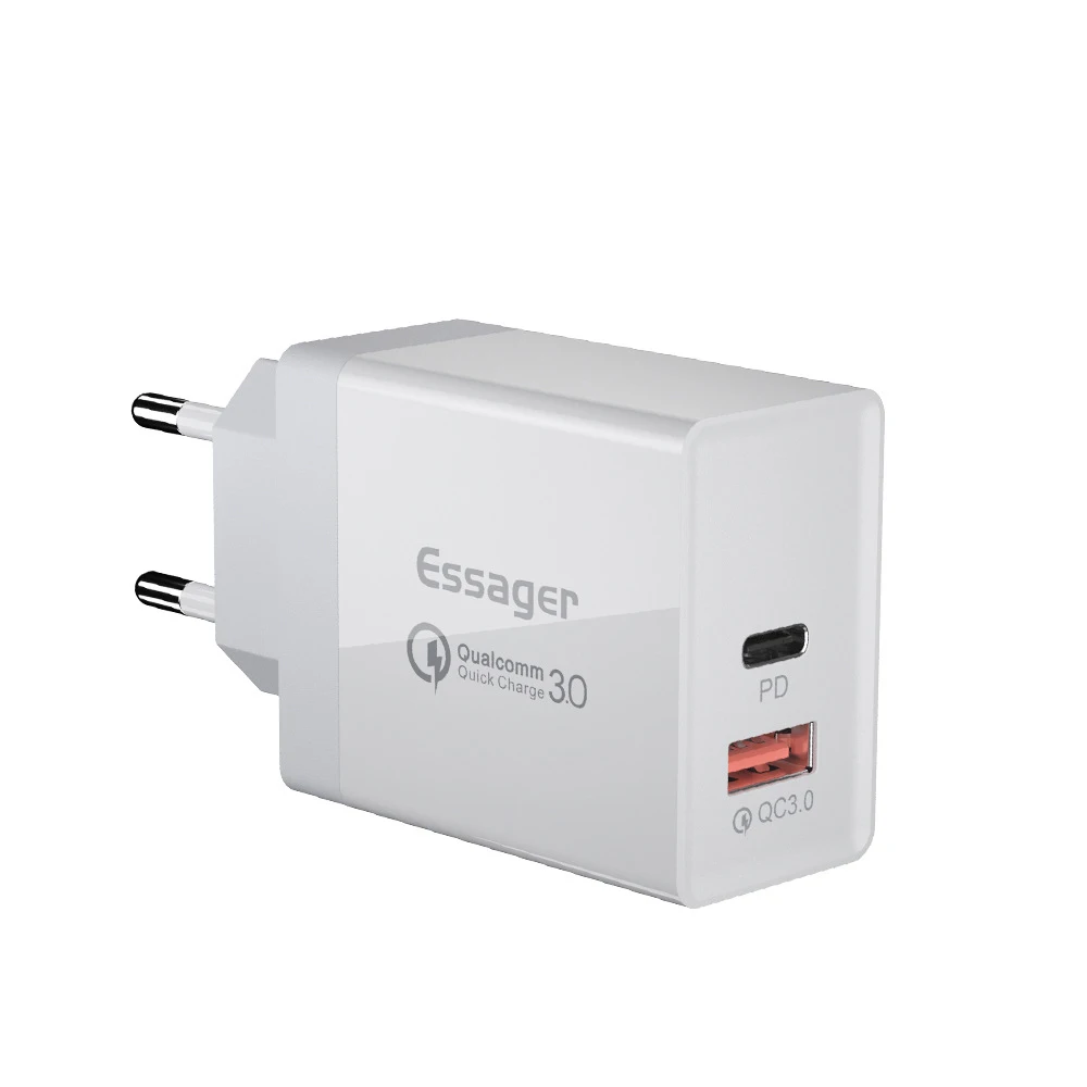 

Essager Q-C3.0 Quick Charge 3.0 USB Charger 36W Type C PD Plug Turbo Fast Charging Wall Mobile Phone Charger For iPhone Xiaomi