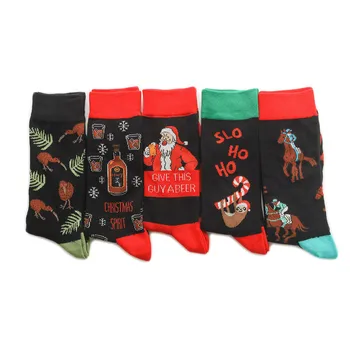 

Adult Socks Men's Christmas Sock Man Cartoon Unisex Crew Casual Cotton Sox Female Autumn Winter Santa Claus Snowflake Skarpetki