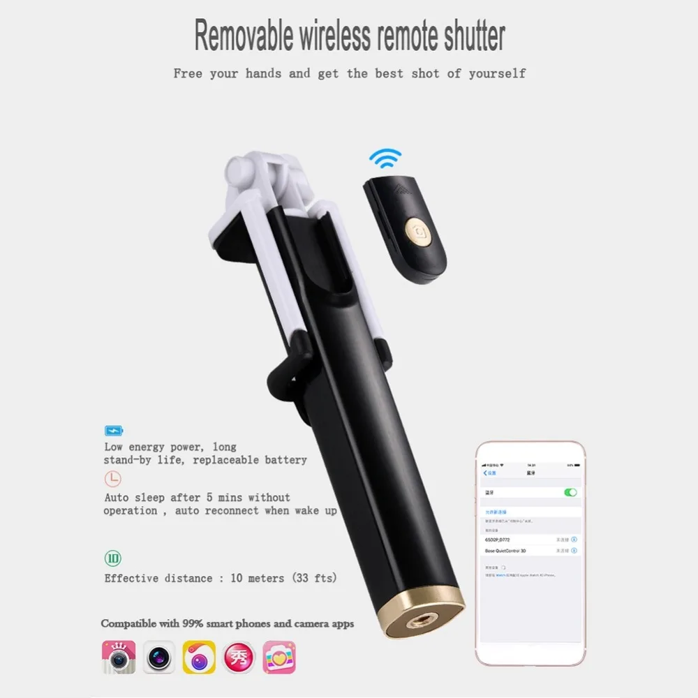 3 в 1 монопод беспроводной Bluetooth селфи палка мини селфи штатив с пультом дистанционного управления для iPhone X 8 7 6 для huawei для samsung