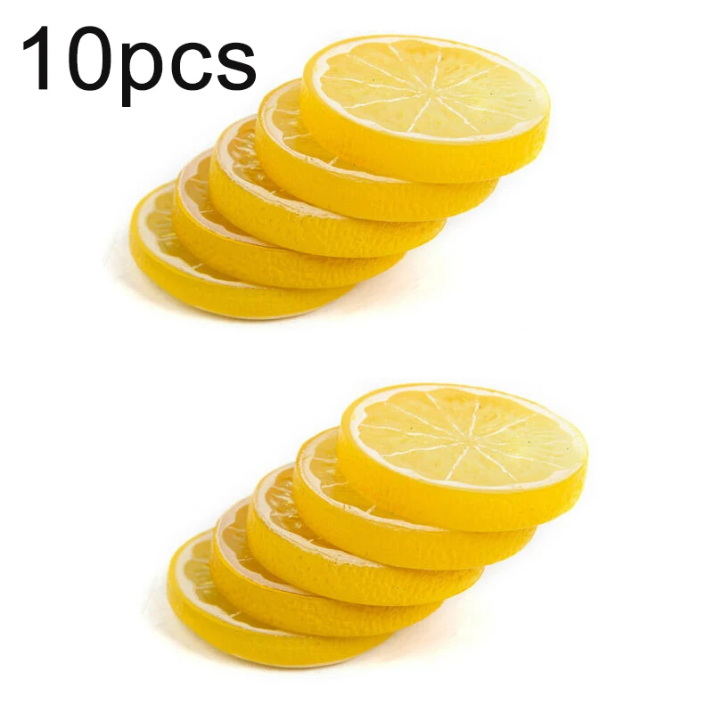 10pcs Fake Lemon Slice Foam Artificial Fruit Simulation Lifelike Home Decoration