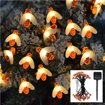 

Christmas Tree Decorations Solar Powered Honey Bee Led String Lights Fairy Lights Christmas Decorations for Home New Year Decor