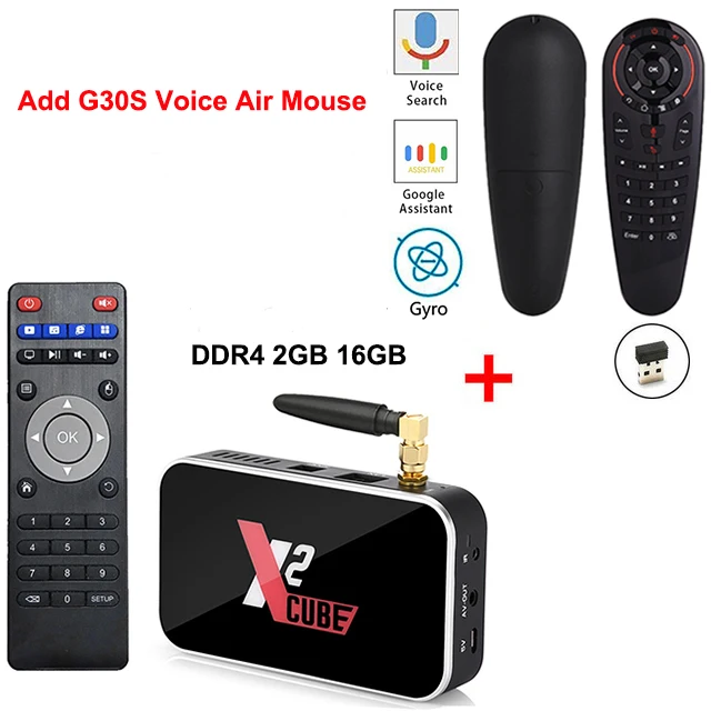 Add Voice X2-CUBE Smart Android 9,0 ТВ приставка Amlogic S905X2 2 Гб DDR4 16 Гб rom телеприставка 2,4G/5G WiFi 1000M Bluetooth 4K HD медиаплеер - Цвет: Add Voice