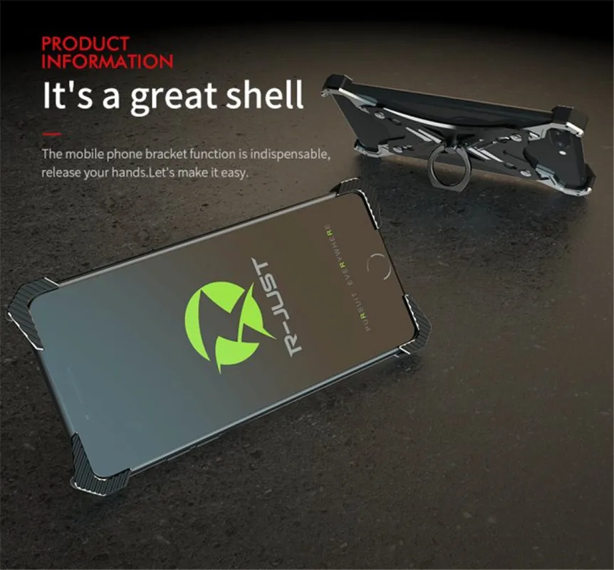 R-JUST роскошный металлический чехол для iphone 6 6s Plus, алюминиевая задняя крышка для iphone 7 8 Plus, чехол для телефона с кольцом на палец