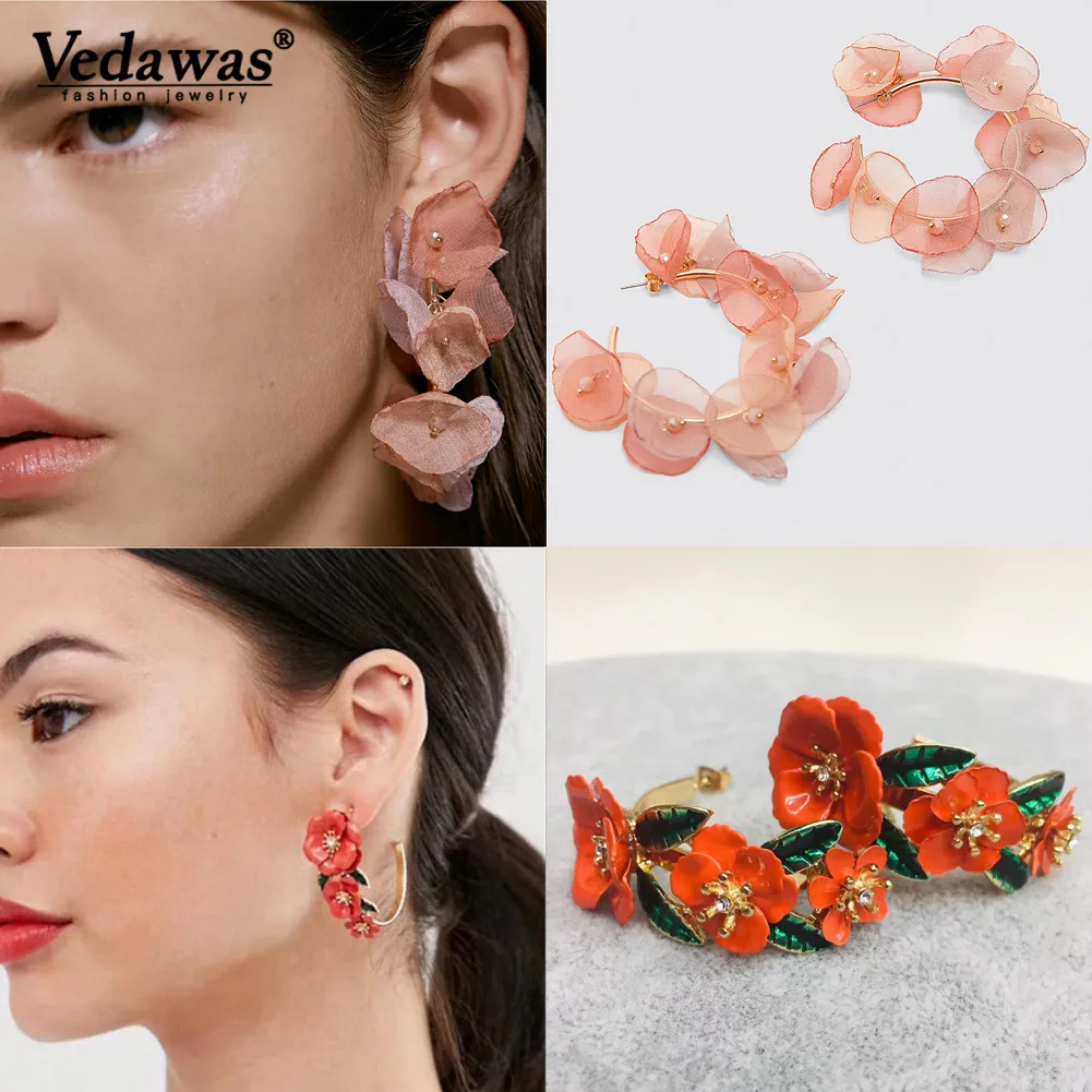 

Vedawas Boho Ethnic Large Pink Pendant ZA Earrings 2019 Handmade Big Statement Earrings Party Dangle Drop Earrings Gifts