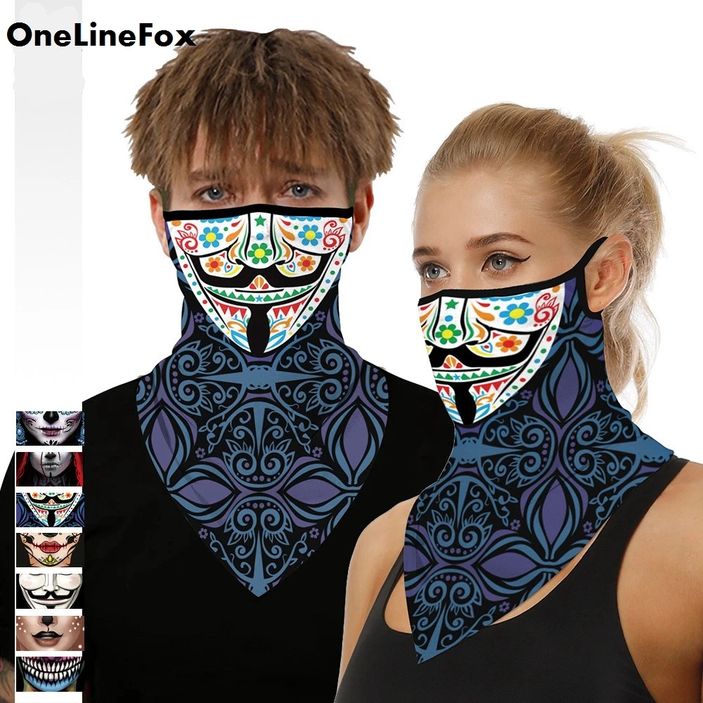 

OneLineFox V for Joker Face Cover Balaclava Bandana Print Climb Hiking Cycling Fishing Windproof Anti-UV Hairband Head Scarf