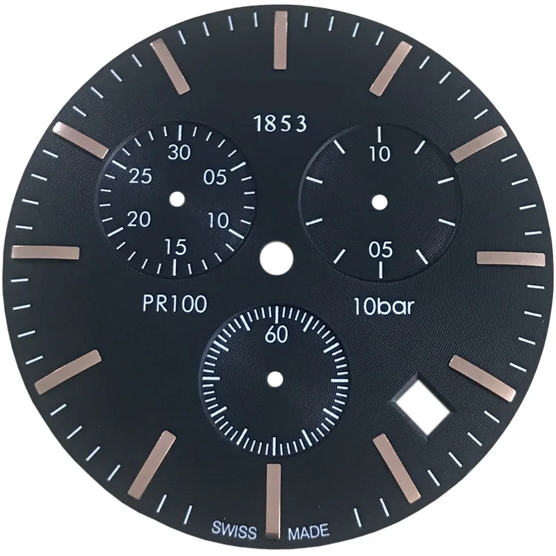 Black rose gold dial 34,5 мм Циферблат для часов PR100 T101417A Мужские кварцевые часы T101 текстовые часы аксессуары T101417 запасные части - Цвет: Black rose gold dial