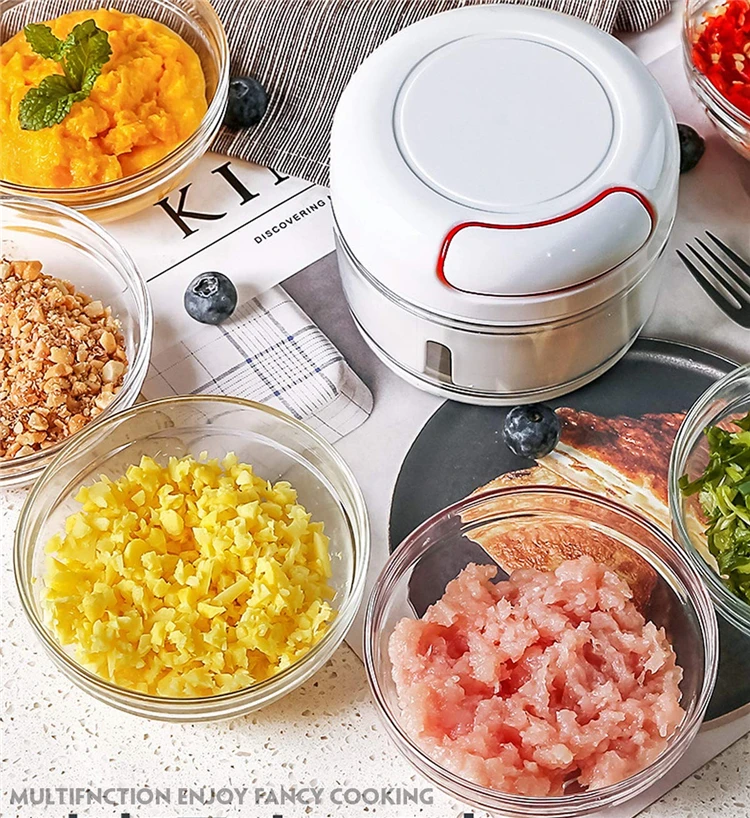 LMETJMA Мини Ручной измельчитель чеснока ручной Потяните кухонный комбайн Чеснок Пресс Мясорубка овощерезка для мяса орехов перец KC0324
