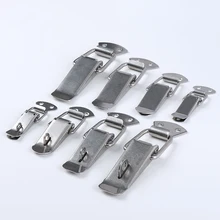 Wooden Box Toolbox Stainless Steel Clasp LED Lamp Box Door Buckle Spring Lock For Door Windows Boxs Hasps Hardware �������������� box spring