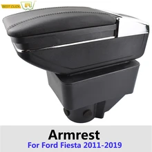 Storage Box For Ford Fiesta 2011   2019 Arm Rest Rotatable Cup Holder Armrest Black Leather 2013 2016