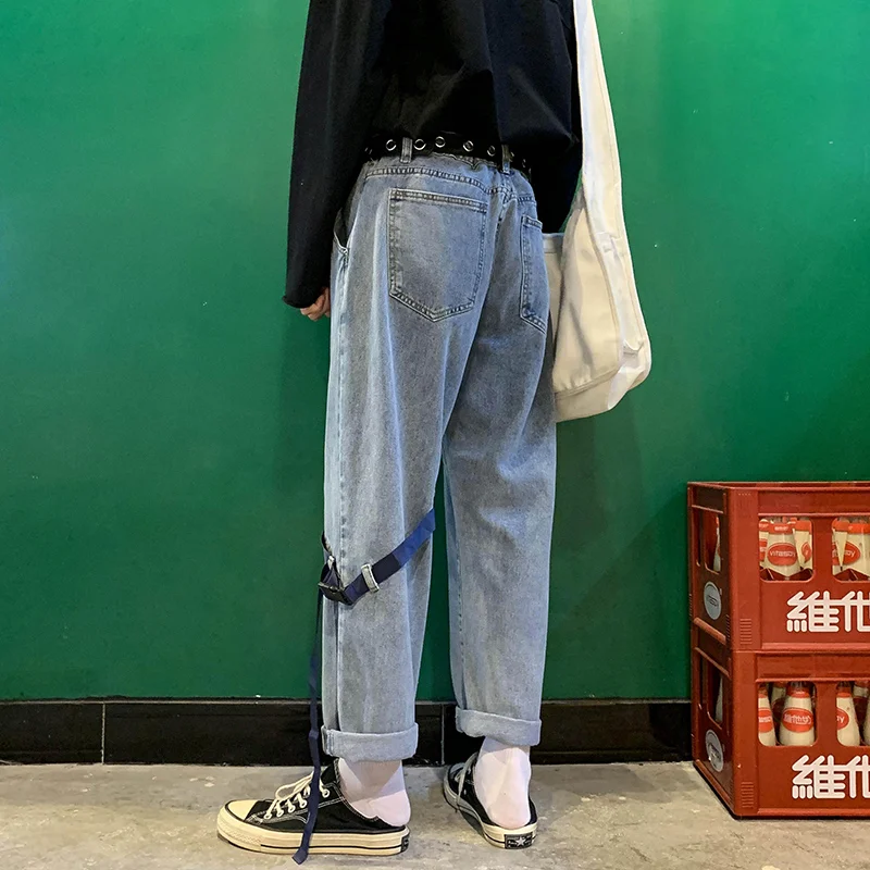 

2020 new autumn men jeans men's casual loose ankle-length pants straight style wide leg men's jeans man pants