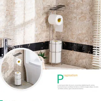 

Stainless Steel Roll Paper Holder Rack Toilet Tissue Towel Stand Multifunctional Home Storage Shelf Kitchen Supplies M17D