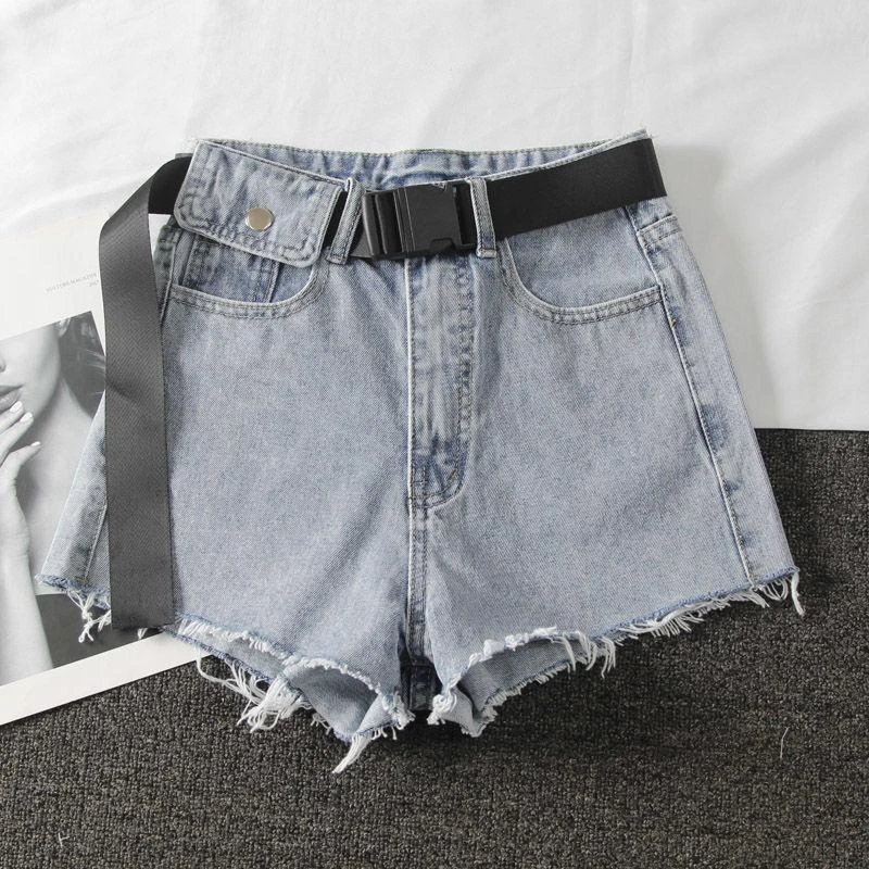 New Summer Women High Waist Black Blue Denim Shorts Casual Female Hole Solid Color Plus Size 2xl Jeans Shorts With Belt Shorts Aliexpress