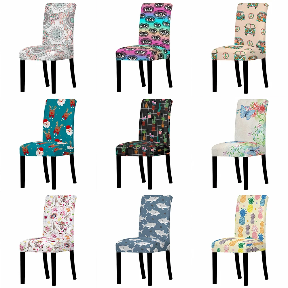 Universal Chair Covers Printed Elastic Stretch Universal Chair Cover Slipcovers For Dining Room Wedding Banquet Hotel