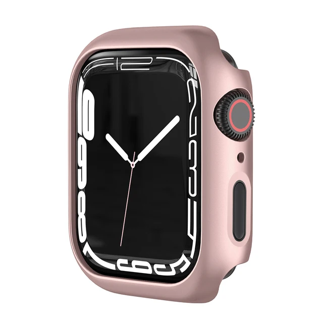 Protective Cover for Apple Watch 7 321 41mm 45mm 42mm 38mm Hard PC Bumper Matte Case Frame Compatible iWatch Se 654 44mm 40mm Bright Rose