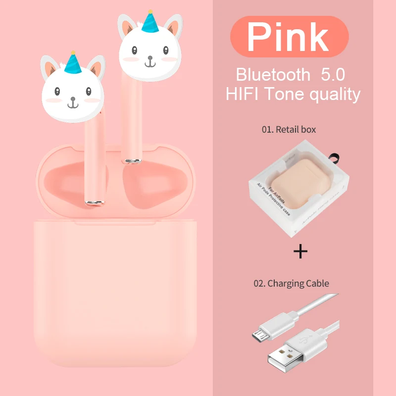 Наушники Bluetooth, беспроводные i12 TWS матовые цвета, беспроводные наушники, мини гарнитура для всех смартфонов, беспроводные наушники Bluetooth - Цвет: Pink