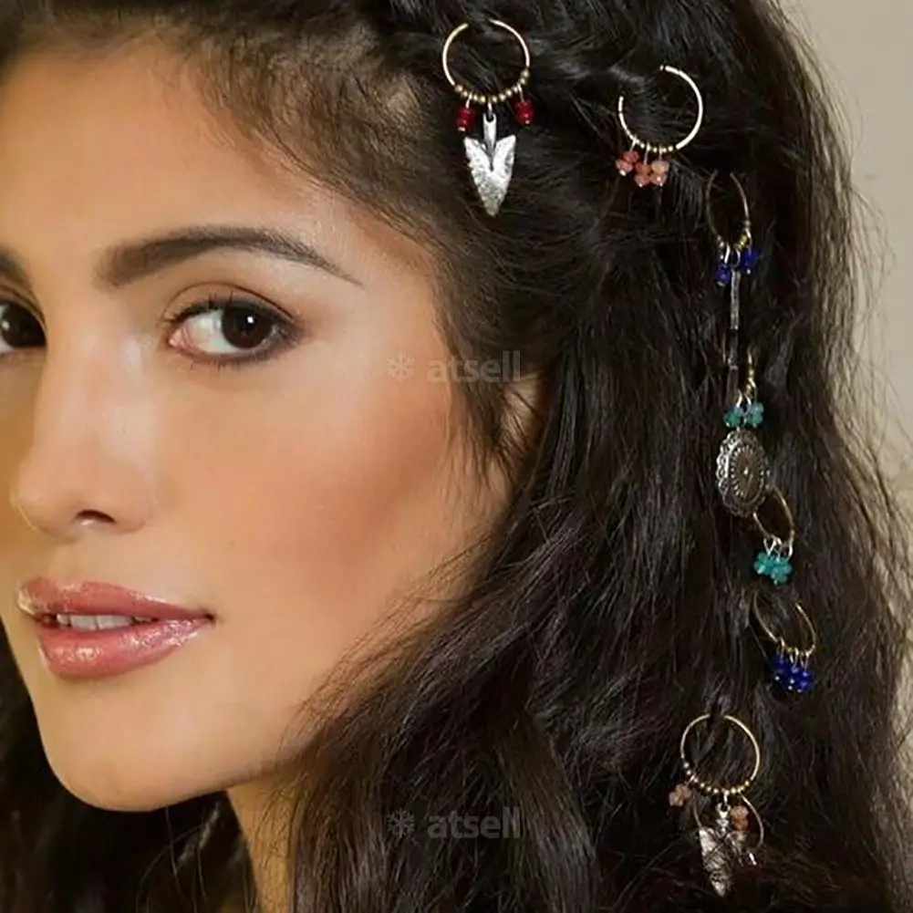 7/8 шт./набор кольца для волос в стиле ретро|beaded hair accessories|coins accessorieshair charms |