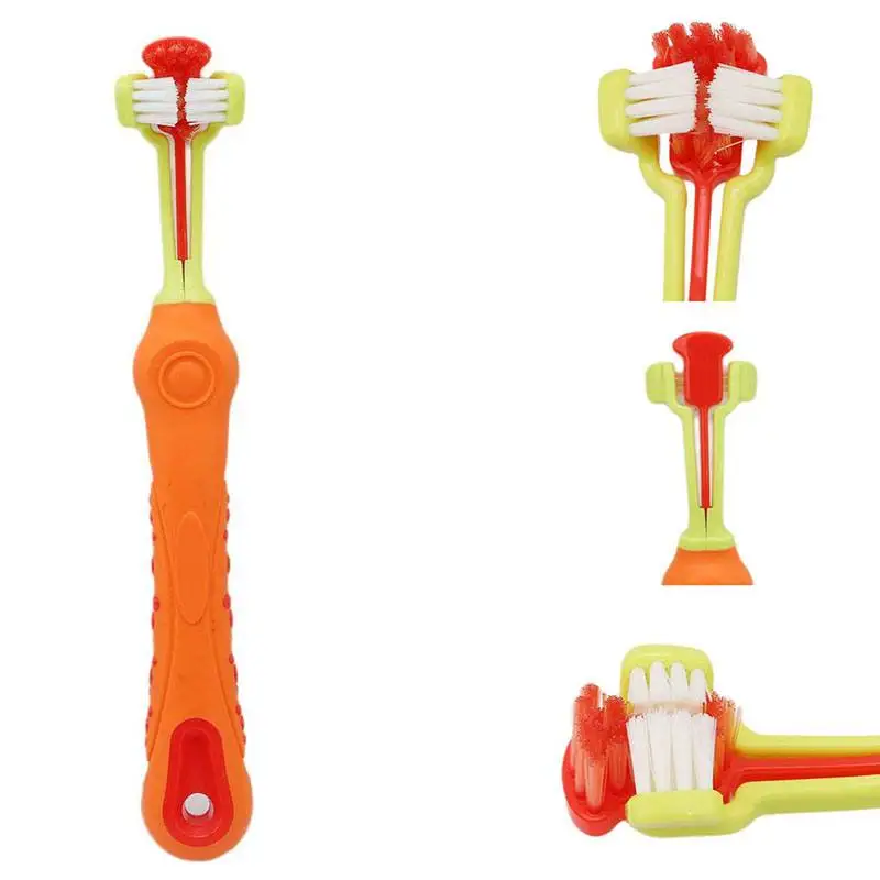

Three Sided Pet Toothbrush Dog Toothbrush Addition Bad Breath Tartar Teeth Care Dog Cat Mouth Teeth Cleaning