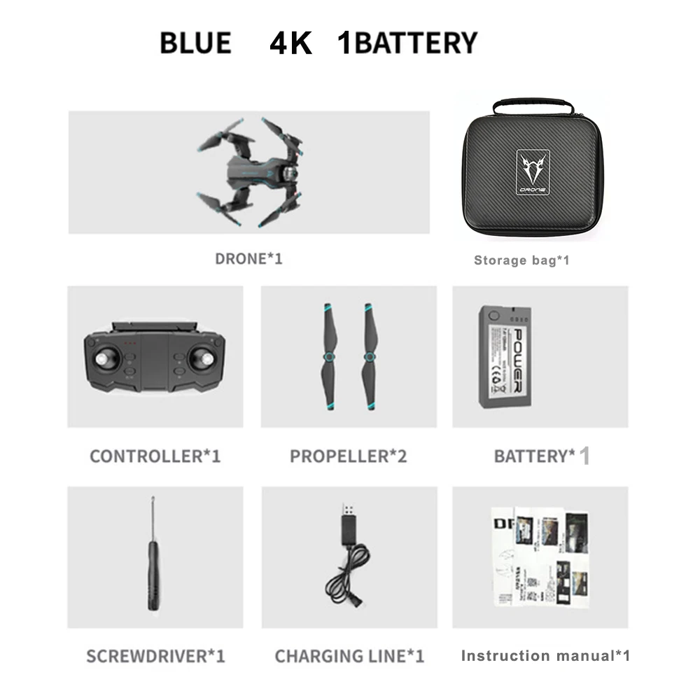 blue 4K 1B Bag S20W 4K Full HD Двойная камера Радиоуправляемый Дрон оптический поток позиционирования слежения за мной Квадрокоптер Профессиональный wifi FPV Shakeproof вертолет - Цвет: blue 4K 1B Bag