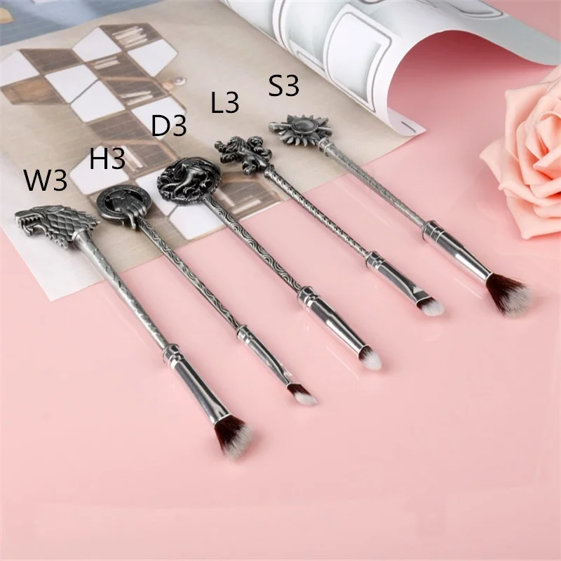 Wonder Woman Makeup Brushes Sets professional Beauty Make up Brush 5pcs/set(with bags - Цвет: antique silver