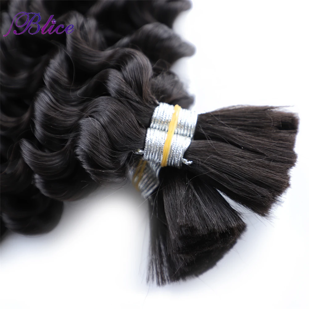 Blice Synthetic Hair Extensions No Weft Bulk Curly Hair Bundles 18"-24" 1PCS Nature Color Crochet Braiding For Women