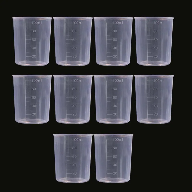 10 шт. мерные чашки 100 мл маленькие прозрачные мерные чашки для кухни лаборатории легкий вес прочные жидкие измерительные инструменты