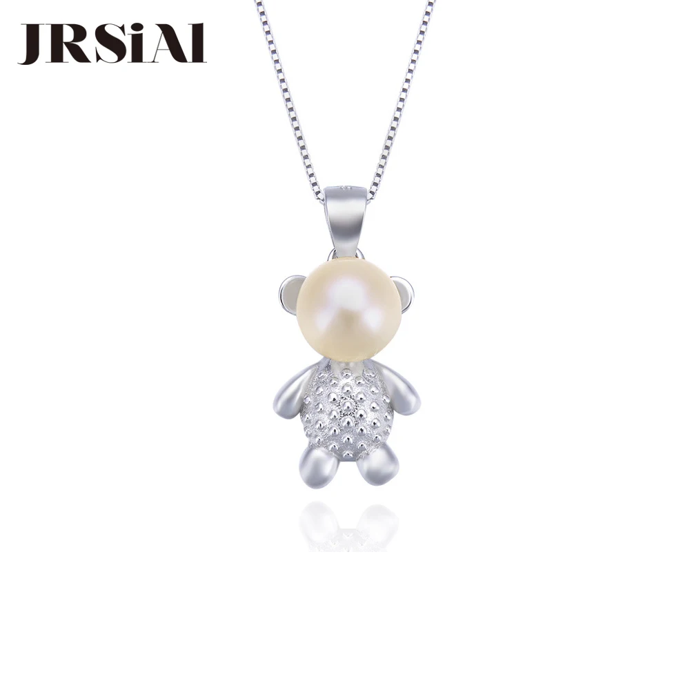 

JRSIAL 925 Sterling Silver Bear Pearl Pendant Sweet Cute Woman Small Fresh Bead Pendant Accessories JRP0082