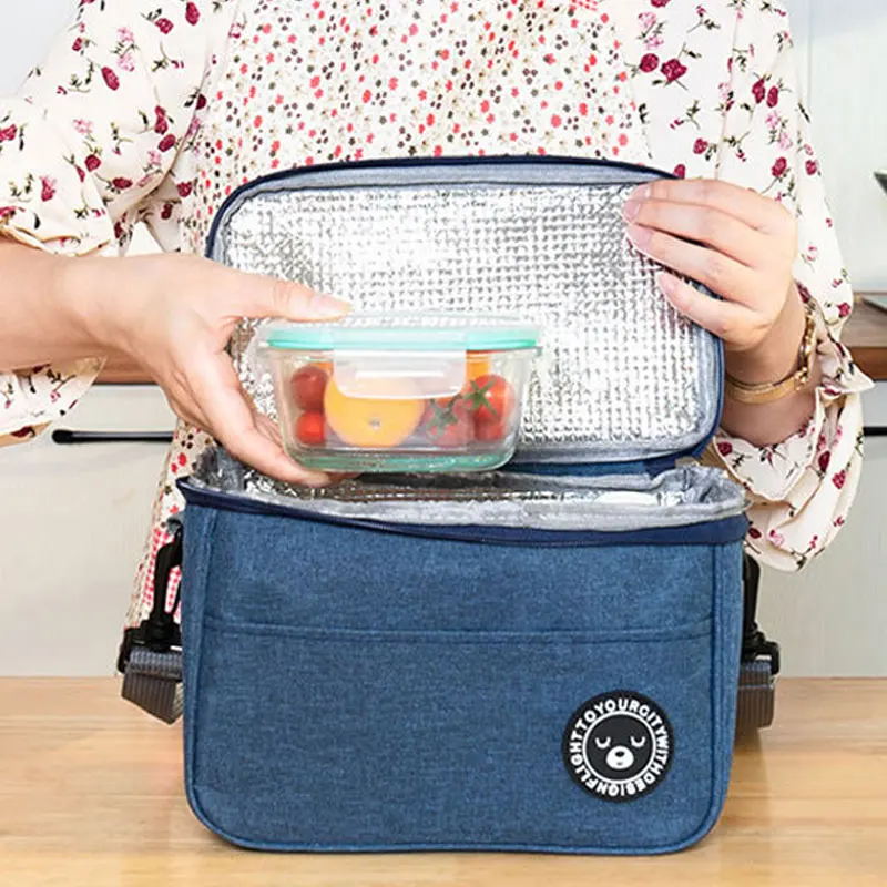 Size Small Food Thermal Lunch Box Bag Durable Waterproof Office Cooler Lunchbox Organizer School Kids Insulated Case with Strap