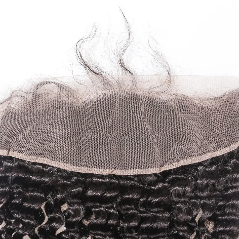 Бразильские человеческие волосы на сетке Фронтальная застежка глубокая волна 13x6