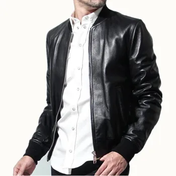 

Free Shipping Fashion Slim Plus Size Classic Pilot Sheepskin Coats Mens Genuine Sheep Leather Bomber Jackets Men Aviator Jackets