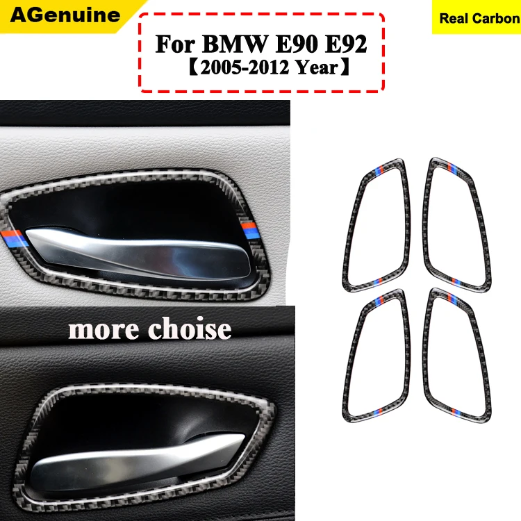 4pcs Real Carbon fiber For BMW E90 E92 320i 318i 325i door handle trim Decorative Frame Cover Stickers Interior Moulding | Автомобили и