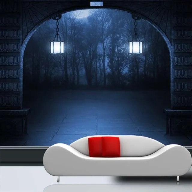 

Drop Shipping Custom Photo Halloween Theme Wallpaper Horror Dark Mystery Scary Entrance Aisle Corridor Hallway Mural Wallpaper