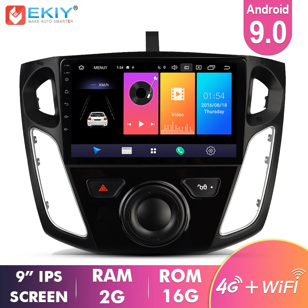 EKIY 9'' IPS Android Car Multimedia Radio No 2din Auto Player Audio For Ford Focus 3 2012-2015 GPS