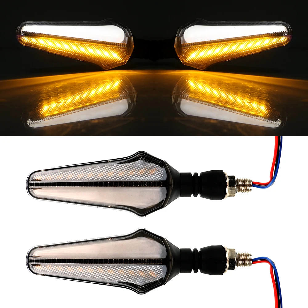 Yellow and White FORAUTO 2 шт. мотоцикл указатель поворота 24LED струящаяся вода мигающий свет двухцветный тормозной индикатор мотоцикла мигалка - Цвет: Yellow and White