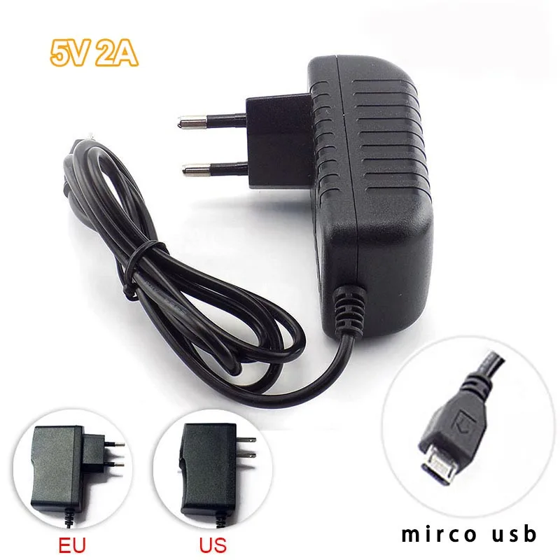 Micro USB Camera Power Supply Adapter AC to DC 5V 2A 2000mA Converter Output for CCTV Iuput 100-240V US/EU Plug L19 | Безопасность и