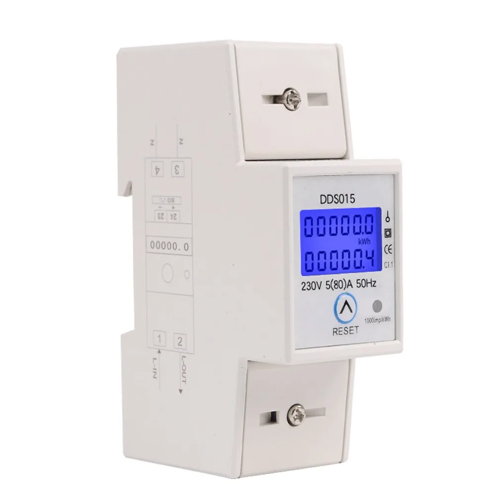 SINOTIMER DDS015 230V din-рейка однофазный ваттметр энергопотребление ватт электронный измеритель энергии AC с функцией сброса