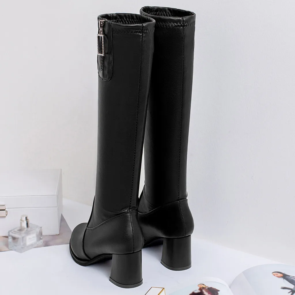 SAGACE women knee high boots fashion High heel Motorcycle boots winter warm Non slip Waterproof shoes woman botas mujer#4z
