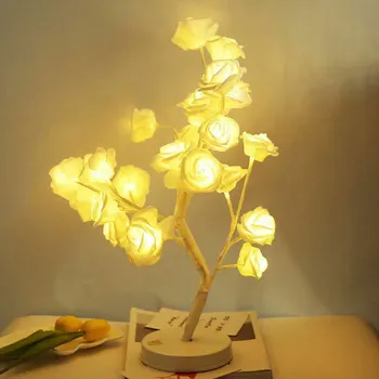 

LED Lamp Rose Flower Tree Shape Battery Powered Decorative LED Table Lights Parties Xmas Wedding LB88