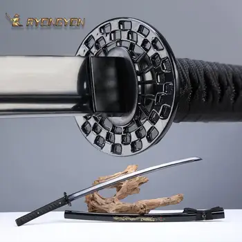 

RYONGYON Handmade Katana Real Sword Sharp Genuine Japanese Samurai Sword Japan Ninja Sword 1095 Steel Full Tang Black Blade 522