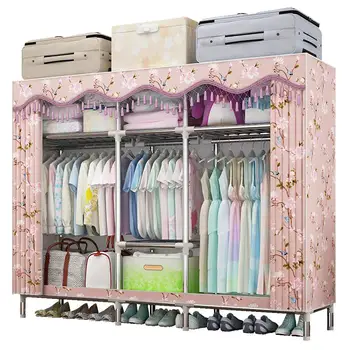 

2M meters large wardrobe simple cloth wardrobe steel tube bold reinforcement all steel frame thick double wardrobe cabinet