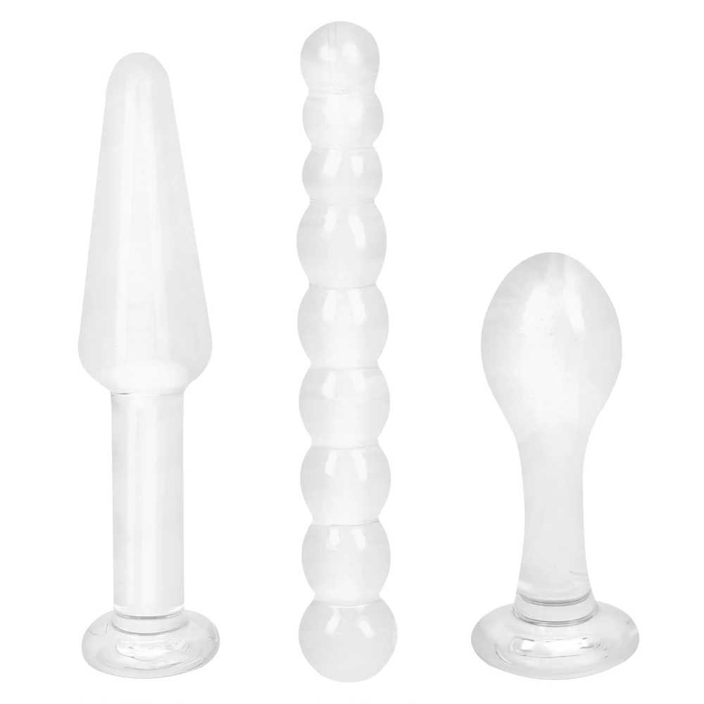 IKOKY 3-teiliger Analplug aus Glas, Kristalldildo, Prostatamassager, transparente Butt Beads, Stimulation von Sexspielzeug für Frauen und Männer_voghion.com