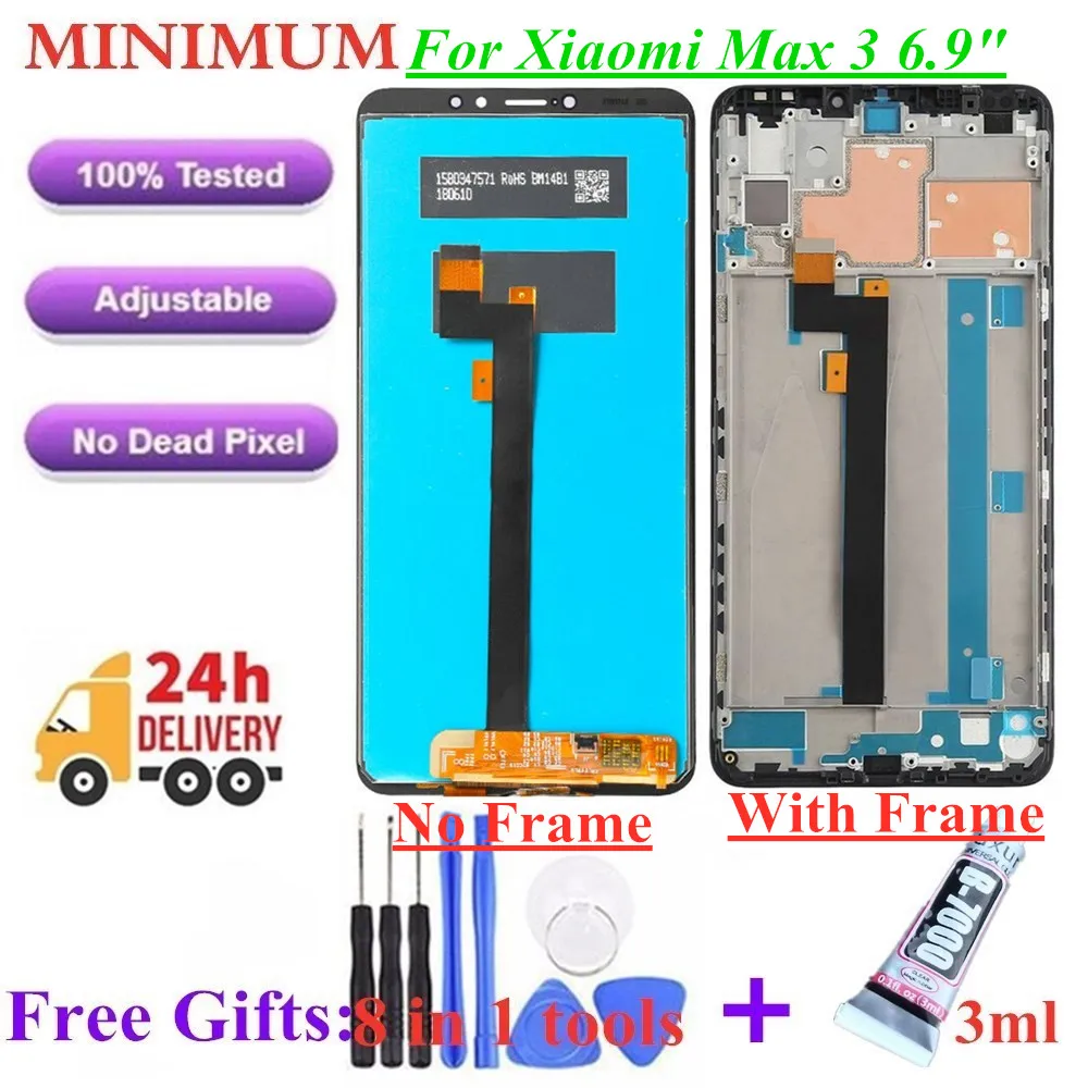

For Xiaomi Mi Max 3 Max3 6.9" LCD Display Touch Screen Digitizer Assembly With Frame Replacement Parts For Xiaomi Max 3 LCDs