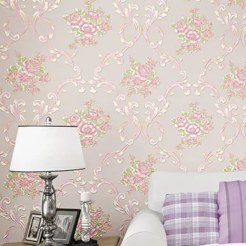 

Self-adhesive Modern Minimalist Wall Paper Floral Embossed 3d Non Woven Wallpaper Living Room Tv Sofa Background Wallcovering