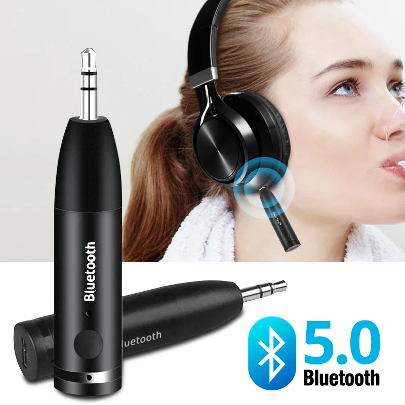 ANMONE-Kit inalámbrico con Bluetooth 3,5 para coche, transmisor de Audio auxiliar, manos libres, música estéreo, adaptador receptor de Audio, 5,0mm