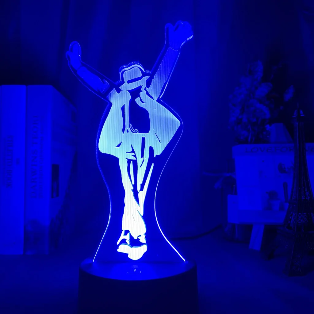 Michael Jackson Dancing Figure Led Night Light 3d Illusion Color Changing Nightlight for Home Decoration Bedside Table Lamp Gift