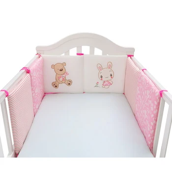 

6pcs Protector Pads Cute Newborn Room Decor Cushion Colorful Baby Bed Bumper Set Soft Cartoon For Crib Cot Cotton Blend Safety