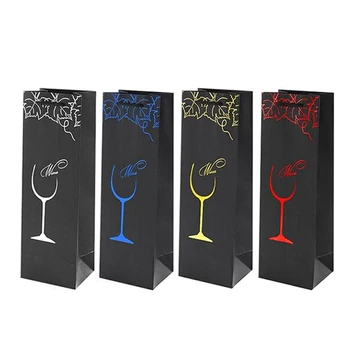 

12Pcs Kraft Paper Wine Bags Gift Bag Red Wine Gift Bags Single Bottle Tote Wine Hand Bag Carry Bag Organizer Bags (Ran Color)