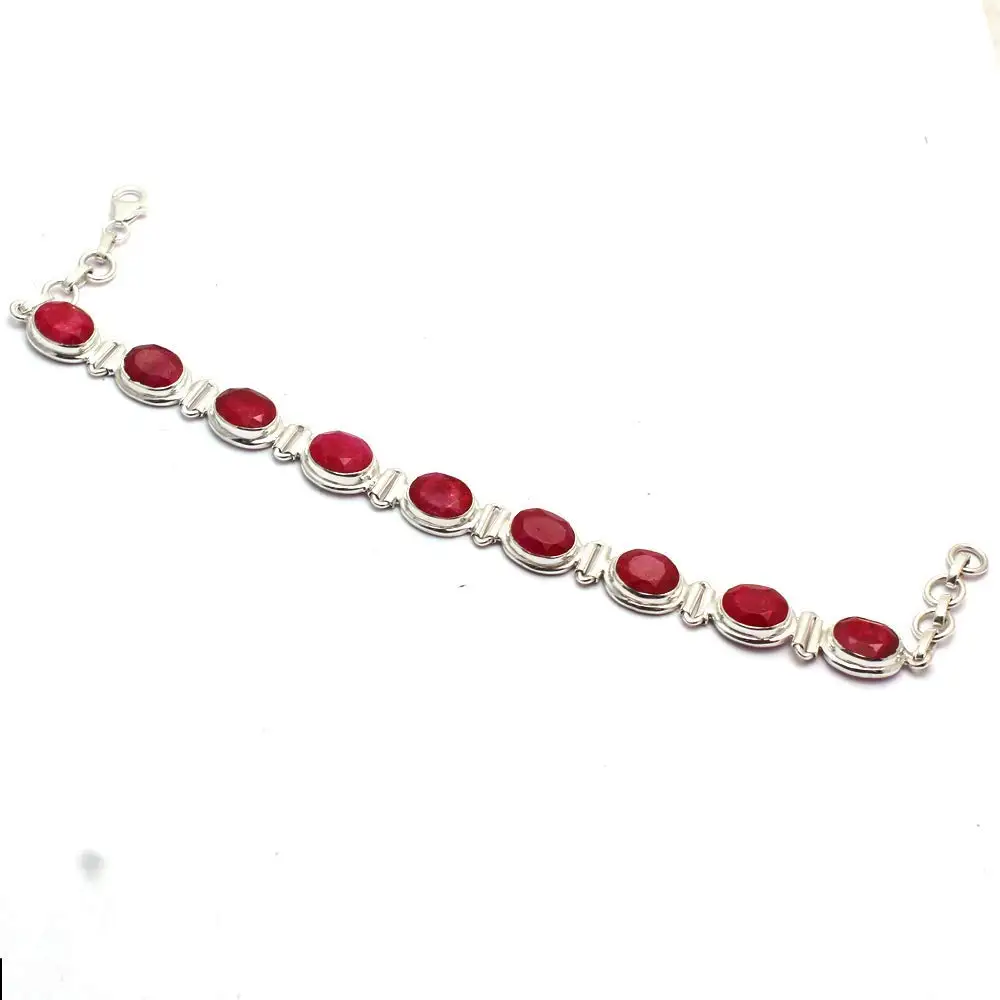 

Genuine Ruby Bracelet 925 Sterling Silver, 21 cm, 2SBR0096